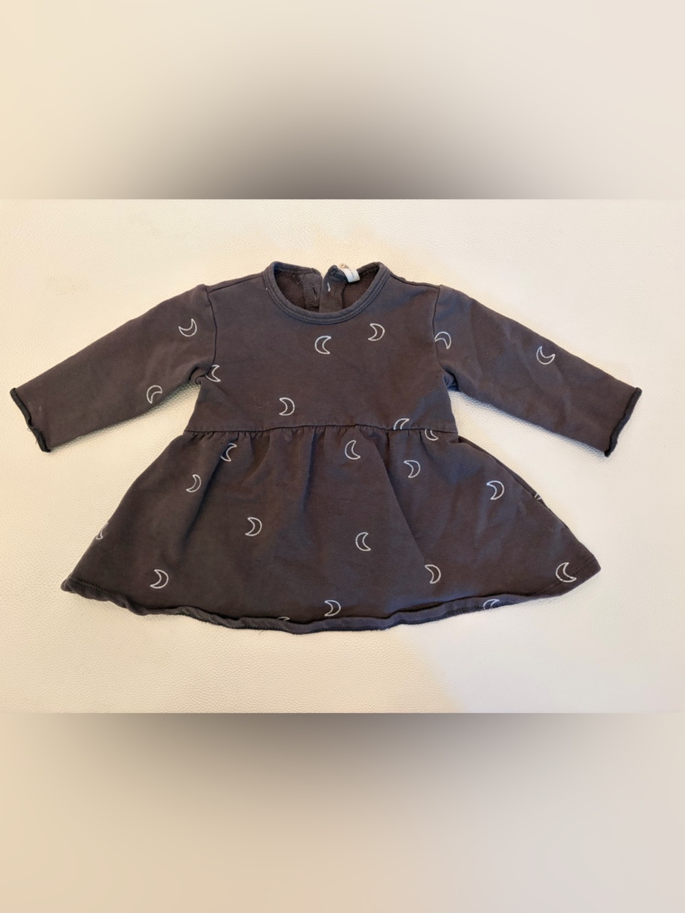 Quincy Mae fleece lined brown moon dress, EUC . 3-6mo